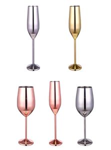Copos de vinho de aço inoxidável elegante Drinkware Decoração de festas de casamento Decoração de vidro de aço inoxidável prata rosa dourado dourado presente X03931834