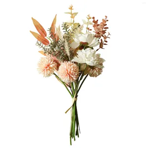 Fiori decorativi Chrysantemum Real Touch Champagne Bridal Bouquet Table decorazioni Peony Artificiale Floro Naturale Home Office