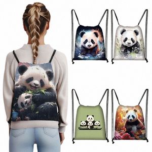 Kızlar İçin Sevimli Panda Drawstring Çantası Seyahat Depolama Paketi Çıkarma Okul Sırt Çantaları Çocuk Kitap Çantası Çocuk Ayakkabı Tutucu Hediyesi 29m1#