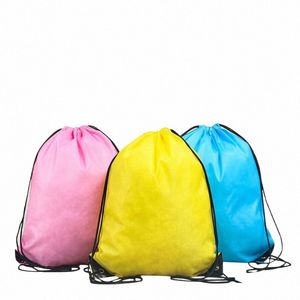 1pc dragstring ryggsäck Nyl fällbar sportgymnattragning tygväska pack säck för män kvinnor l9g9#