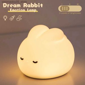 Lamps Shades Night light rabbit touch cute room decoration LED dimming atmospheric rechargeable baby bedside childrens gift Q240416