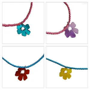 Choker ihålig blomma temperament halskedja justerbar flätad nylon rep halsband droppfartyg