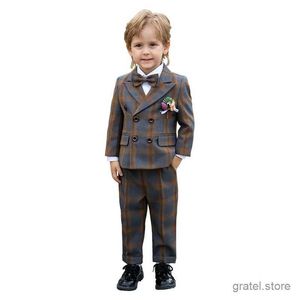 Suits Children Wine Red And Yellow Luxurious Party Photograph Dress Kids Birthday Suit Flower Boys Formal Wedding Performance Tuxedo