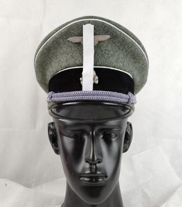 Boinas alemãs Waffen Elite Officer de Infantaria Visor Cap Hat Made e Two Metal Grey Badge set6164647