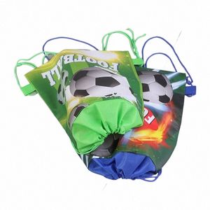 Futbol teması sırt çantası mutlu yıllar partisi n dokuma kumaşlar futbol topu çizim hediyeleri çanta i2oz##