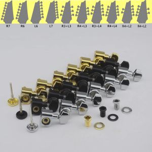 Gitarre 1 Set 6/7/8 Saiten Keine Schraubenverriegelung versiegelte Gitarrenmaschinenköpfe Tuner Schwarz/Gold/Chrom Silber Gitarrenteile