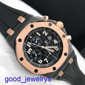 AP Brand Wrist Watch Royal Oak Offshore Series Automatic Machinery 42mm Time and Date Display Mens Watch Rose Gold Precision Steel Uppgraderad Black Plate 26170st