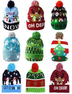 LED Christmas Hat Sweater Beanie Santa Elk Light Up Knitted Cap Party Favor for Kids Xmas 2021 New Year Decorations9447976