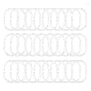 Shower Curtains ABSF 30 Pack Curtain Rings C Hook Hanger Bath Drape Loop Clip Glide (Clear)