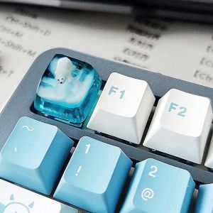 Аксессуары ручной смолы для белого медведя клавиша клавиши Glacier Snow Mountain Baintlight Keycap MX переключатель переключатель поперечной оси.