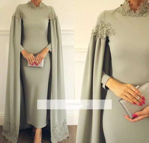 Mother Of Elegant The Bride Dresses Ankle Length With Cape Formal Groom Godmother Evening Wedding Party Guests Gowns Plus Size Custom Made Godmor