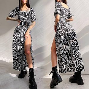 Vestido de estampa de zebra sexy e americana de moda européia e americana