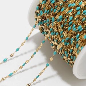 2M 8 Styles Stainless Steel Blue Enamel Lip Link Chains for Women Necklace Bracelet Making Waterproof Nickel Free 240410