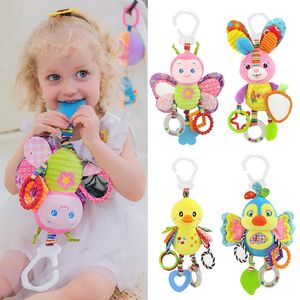 Soft Animal Handbells Rattles Butterfly Rabbit Duck Plush Infant Baby Development Handle Toys Selling WIth Teether Toy 240407