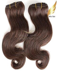 Klasa 8A Brazylijska fala ciała w kolorze ludzkich włosów Brown 4 Wavy Human Hair Weves Bella Hair Extensions7033465