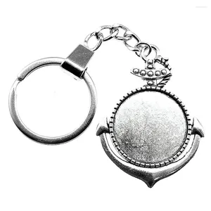 Keychains 1st rund ankare stil cabochon pendel bas inställning nyckelkedjelelefon smycken för män ringstorlek 30mm