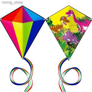 Kite Accessories Outdoor Fun Sports NEW Diamond DIY Dinosaur Kite For Kids With Handle And line Good Flying Y240416