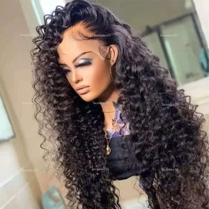 34Inch Curly Human Hair Deep 13X4 Lace Frontal Wigs Water Wave Synthetic Wig For Black Women Pre Pluck
