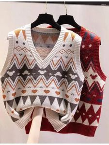 Komunika dla kobiet kamizelka kamizelki na dzianiny 2024 jesień/zimowy sweter v dekolt luźno