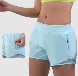 ll Womens Shorts Hotty Hot Outfits With Reflective Strip Zipper Pockets lu Short Pants Girls Running Elastic Pants Sportswear BFS3001