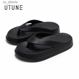 Terlik Utune Flip Flops Çift Kadın ve Erkekler Yaz Ayakkabıları Açık Düz Ayak Eva Kauçuk Platform Plaj Slaytları H240416 Wump