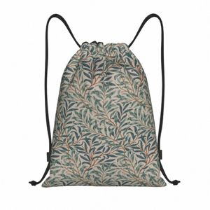 William Morris Vintage Willow Bough DrawString Påsar för träning Yoga ryggsäckar Floral Textilmönster Sport Gym Sackpack F1B6#