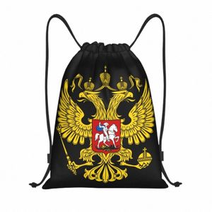 herb ramion Rosji sznurka w torbie plecakowe kobiety mężczyźni lekkie rosyjskie imperium gym sportowe worki worka do sklepu y1aw#