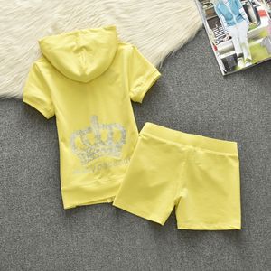 Summer 2 Piece Juicy Coconut Women's Outfit Comfort Simple Tracksuit Cotton Hoodies Short Pant Sets 2024 New Sportswear