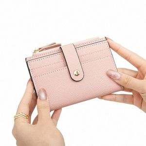 women's ultra-thin pocket with multiple card slots wallet, minimalist double fold credit card clip, zippered zero wallet S17n#