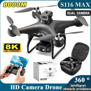 Dronlar S116 Max Drone 8K GPS 4K Çift Kamera Hava Fırçasız Motor Uzun Yaşam Pil Engel Kaçınma Dron Kamera Profesyonel Drone 24416