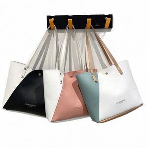 Yüksek kaliteli pu deri çanta bayanlar vahşi çanta çantalar ve çanta kadın patchwork renk çantası büyük kapasiteli omuz çantaları m4x6#