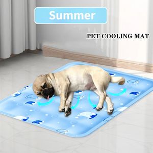 Summer Dog Cooling Mat Ice Crystal Gel Cool Down Cat Pad Collapsible Rectangle Pet Bed Comfy Resistance to Grepp Accessories 240416