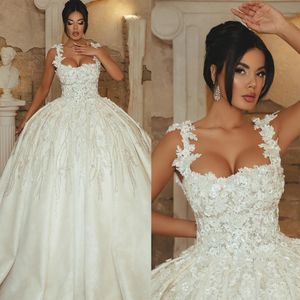 Abiti da sposa estivi principessa Appliques in pizzo spalline spaghetti Vestido de novi abiti da sposa da sposa da ballo da sposa personalizzati