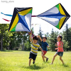 Diamond shaped kite long tailed colorful flying kite easy to fly childrens main stunt kite enhances coordination Y240416