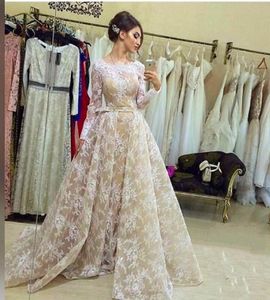Handmad Białe koronkowe sukienki wieczorowe Rękawy Zuhair Murad Aplikacje Eleganckie szatę de soiree Formal Prom Evening Gown Grace Long1679714