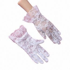 white fingered short bridal gloves, elegant lace wrist length Wedding gloves, suitable for women's wedding accories 36Hj#