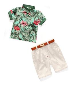 Little Boys Leaves ShirtPants Outfits Summer 2019 Kids Clothes for Boutique Children Boys Short Sleeves Pants 3 PC Set2302567