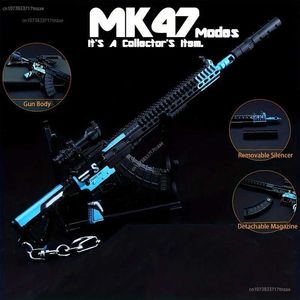 Gun Toys 2024 New Toy Gun Model AK-03 QBZ95 AK M4 M762 Alloy Technology Handmade Metal Rifle Model Keychains Car Accessories Necklaces 240416