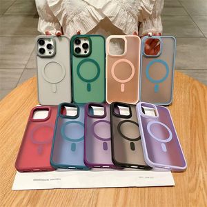 Magnetic For Magsafe Wireless Charge Luxury Matte Translucent Armor Skin-feel Frosted Case Shockproof Armor Cover For iPhone 15 14 13 12 11 Pro Max
