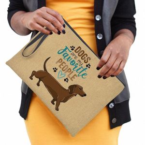 Korta ben men stor attityd Dachshund Dog Print Makeup Bag Travel Toatetry Organizer Kvinnor Kosmetiska väskor Dragkopplare Koppling Pouch G0YW#