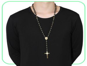 Color blackgold collana rosario lungo per uomini donne inossidabile catena in acciaio in acciaio crosstress women039s men039s gioielli regalo 5190275