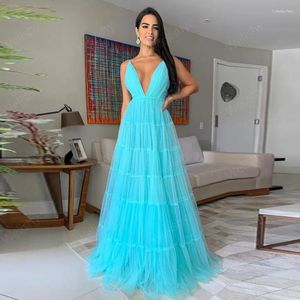 Casual Dresses Sexy Pleated Tulle Dress 2024 Women Deep V-Neck Backless Long Party Sheer See Through Celebrity Evening Prom Grown