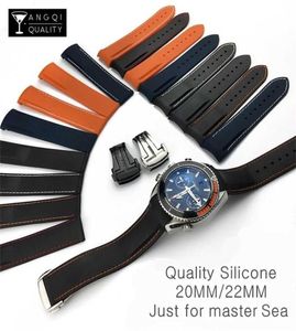 Curved End 20mm 22mm 19mm 21mm Rubber Silicone Watch Bands för Omega Watch AT150 007 för bandmärke Watchband 2201147228209