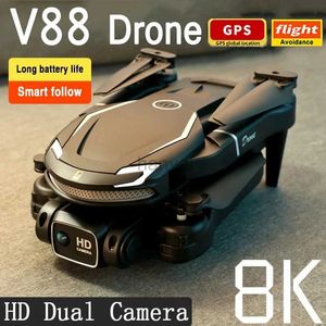 Drones V88 Drone 8K Professional Dual Camera 5G GPS Aerial Photography Remote Control Aircraft HD Dual Camera Quadcopter Toy UAV 240416