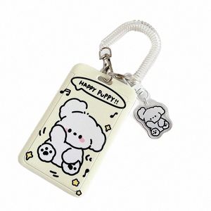 Rabbit Dog Card Set Set Elastic Seil School Card Protecti Hülle Schlüsselkette Süßes Tiger Panda Koala Katzen Schwein Bär Lamm Tulpe y1bu#