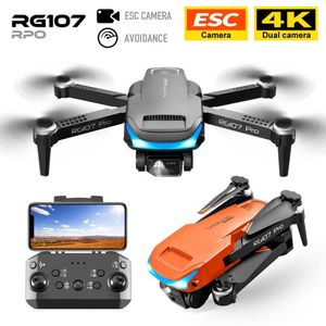 ドローンNew RG107 Pro Drone ESC 4K三面障害物回避プロフェッショナルデュアルHDカメラFPV空中写真折りたたみ式クアッドコプター240416