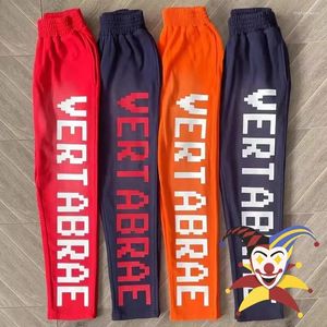 Calça masculina azul vermelho laranja vertabrae calça de moletom homens homens jogador suor tery calça