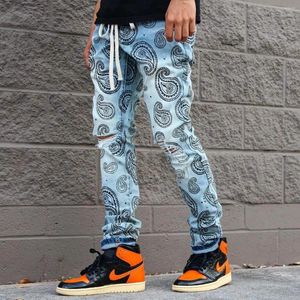 Мужская джинсовая уличная одежда Y2K Hip Hop Pattern Pattern Backgy разорванные черные брюки Мужские женщины готическая средняя талия.