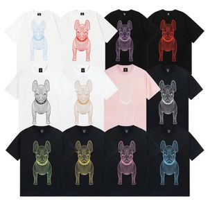 Men Life Line French bulldog Work Outdoor T-Shirt Lettering Round Neck Short-Sleeved Cotton Loose T-Shirt