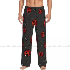 Abbigliamento da uomo pantaloni per sonno sciolti pigiami rossi coccinelle con gocce d'acqua lunghi pantaloni casual homewear casual homewear